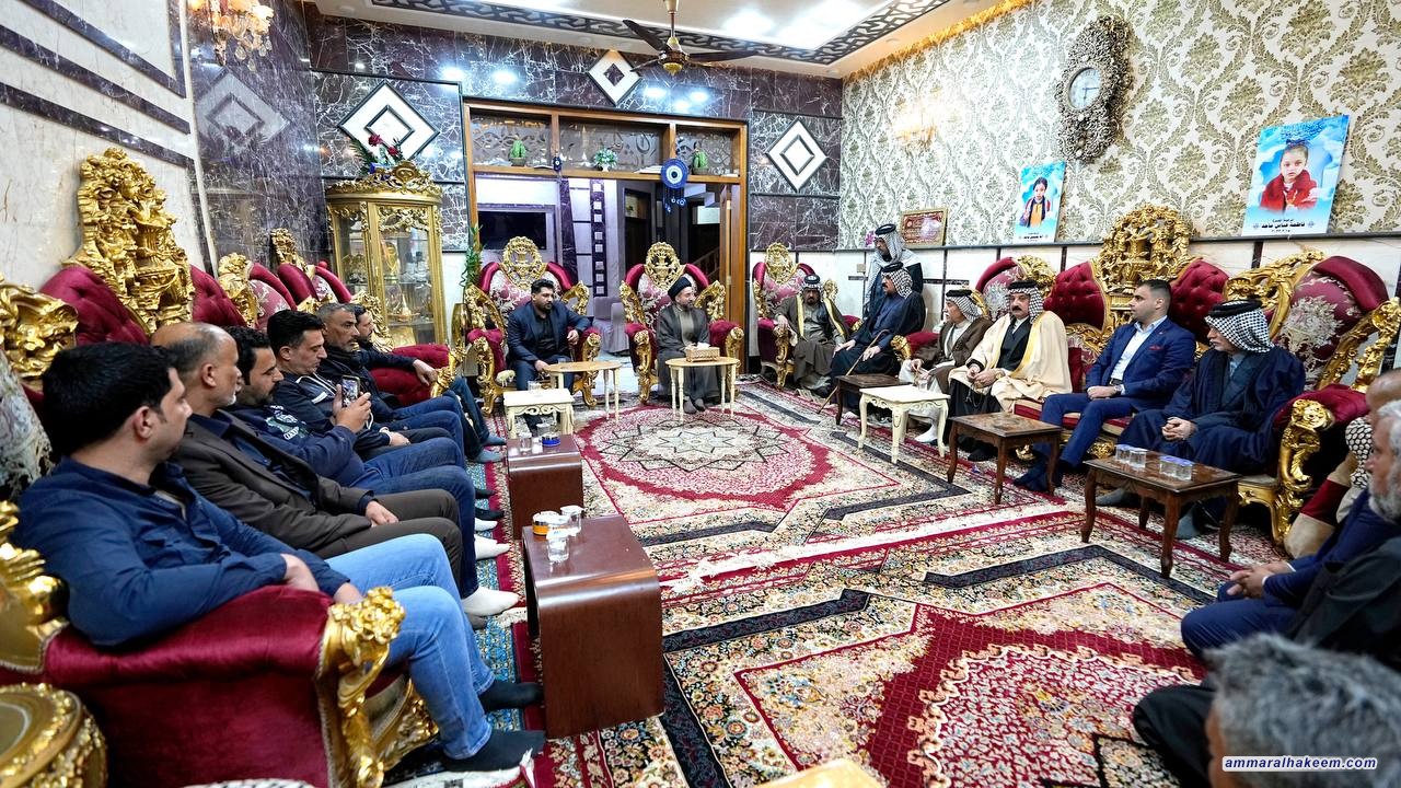 السيد الحكيم يزور عائلة الطفلتين اية وفاطمة العتابي ويؤكد اهمية القضاء للحد من هذه الظواهر