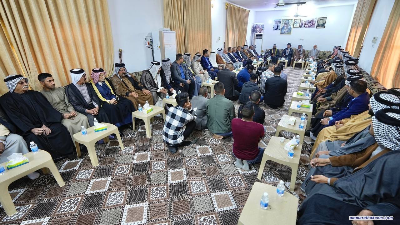 السيد الحكيم يدعو للحفاظ على المنجز الامني في ديالى ويحمل شيوخ العشائر مسؤولية اشاعة التفاؤل والايجابية