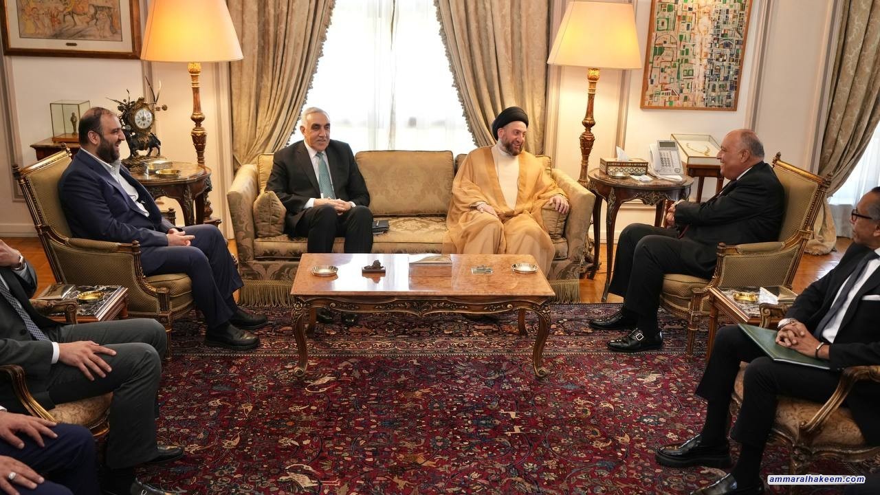 سەماحەتی حەكیم چاوی بە بەڕێز سامح شوكری وەزیری دەرەوەی میسر دەكەوێت