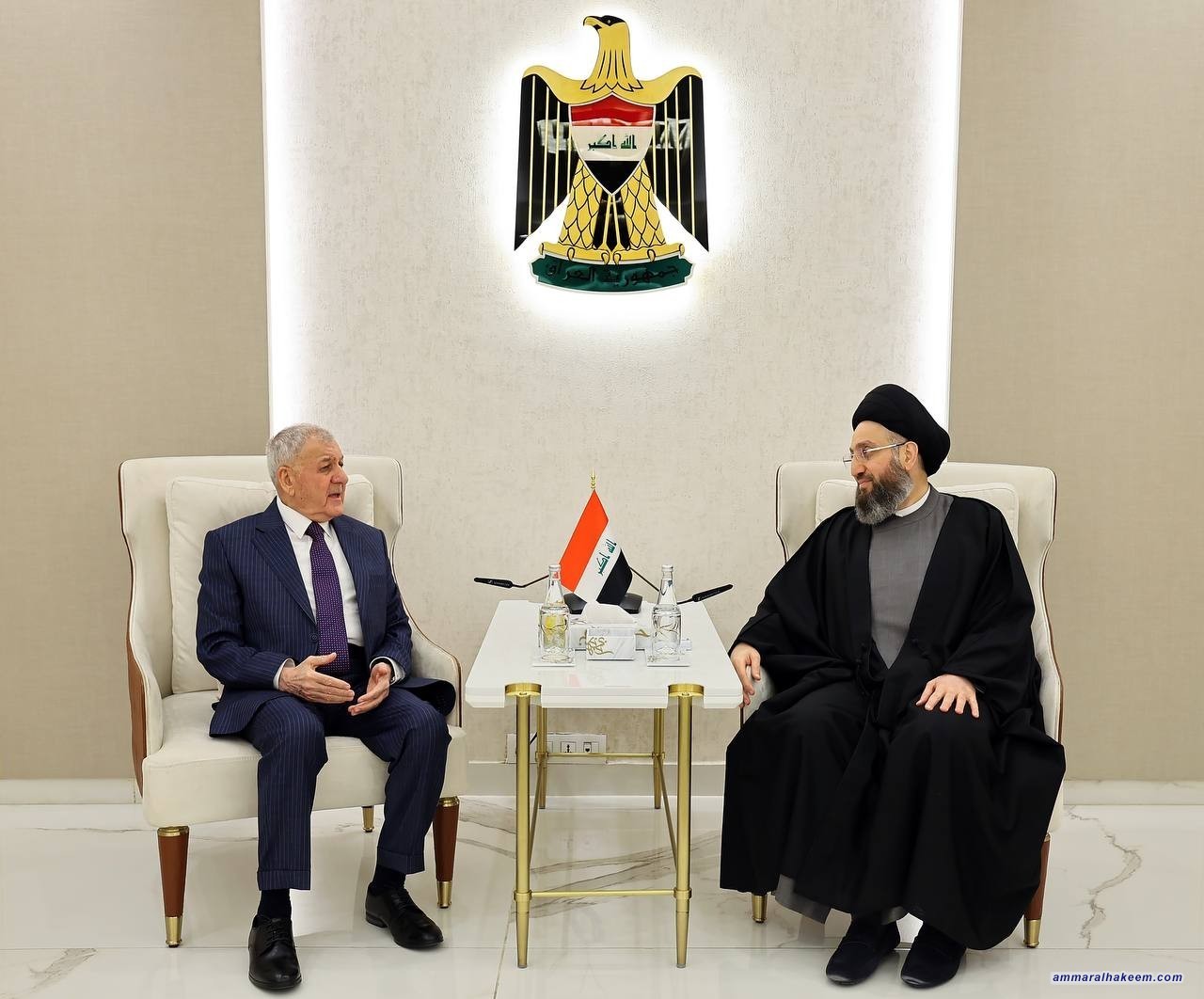 السيد الحكيم يؤكد أهمية الحفاظ على الاستقرار السياسي في العراق والمنطقة خلال لقائه برئيس الجمهورية