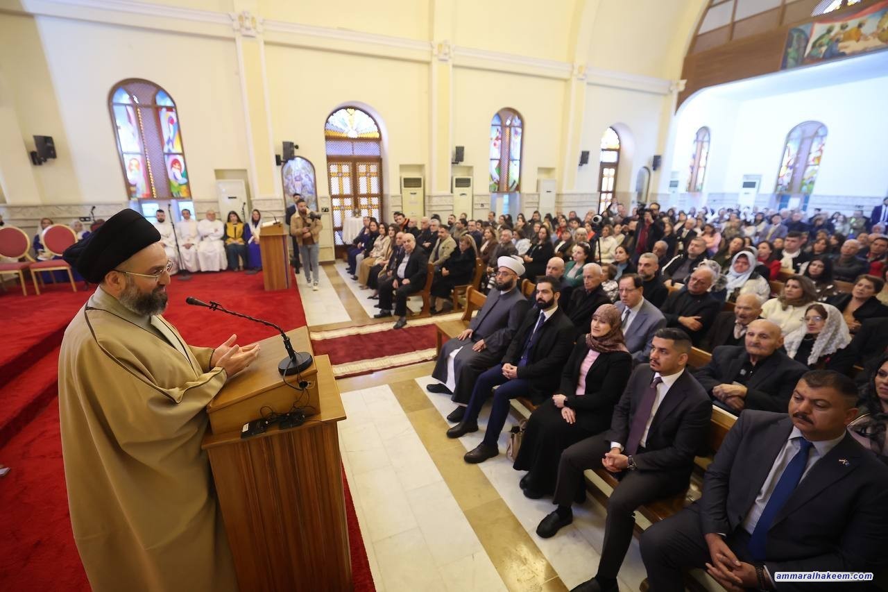 Sayyid Al-Hakeem Congratulates for Christmas from Mar Gorgis Church, Affirms Peace, Tolerance