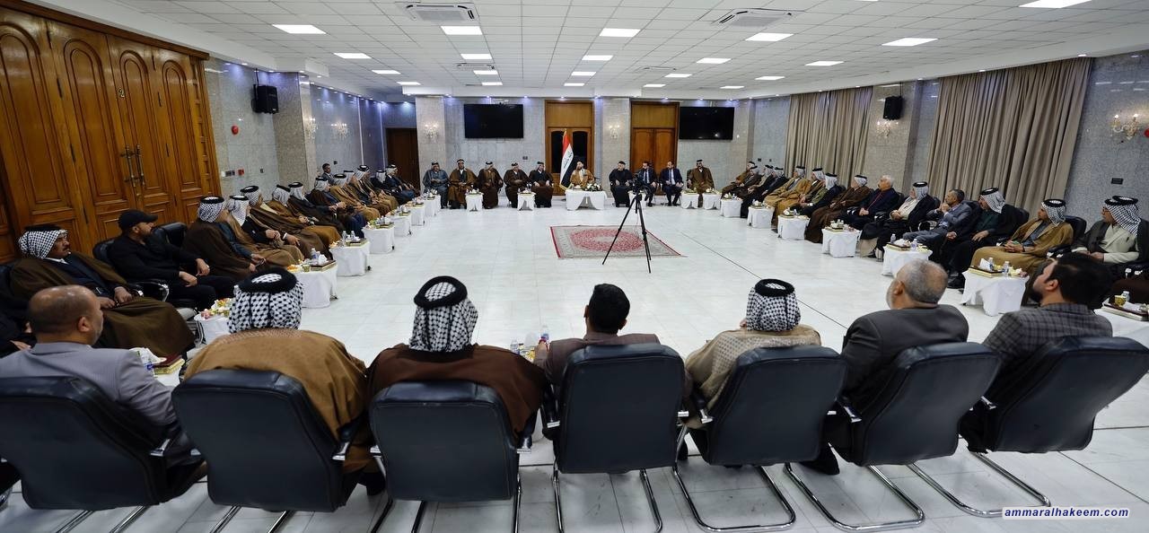 السيد الحكيم يلتقي شيوخ ووجهاء ال شيبة في قضاء عفك ويبحث معهم الواقع الخدمي في الديوانية