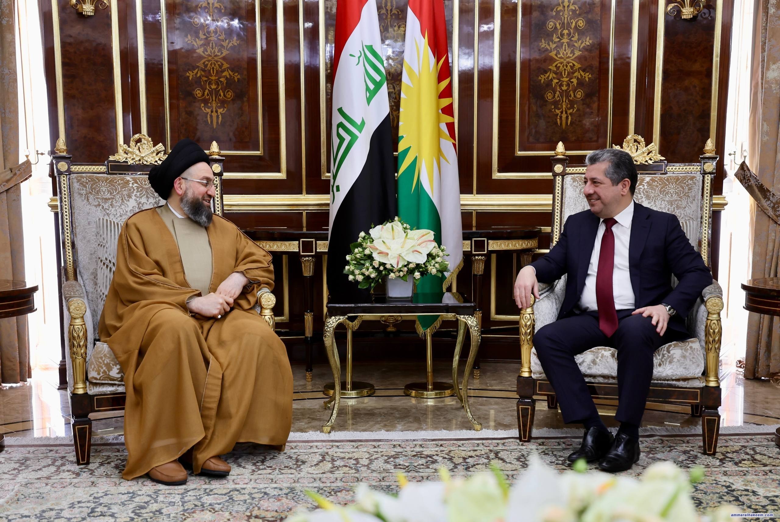 Sayyid Al-Hakeem Meets Masrour Barzani, Says Comprehensive Stability Iraq’s Security Foundation, Oil Agreement a Step Toward Broader Understandings