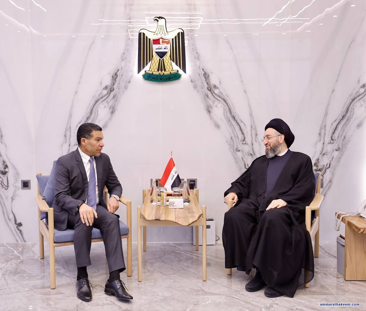 Sayyid Al-Hakeem Discusses Stability Importance, Rejecting Escalatory Rhetoric with Sheikh Jamal Al-Dari