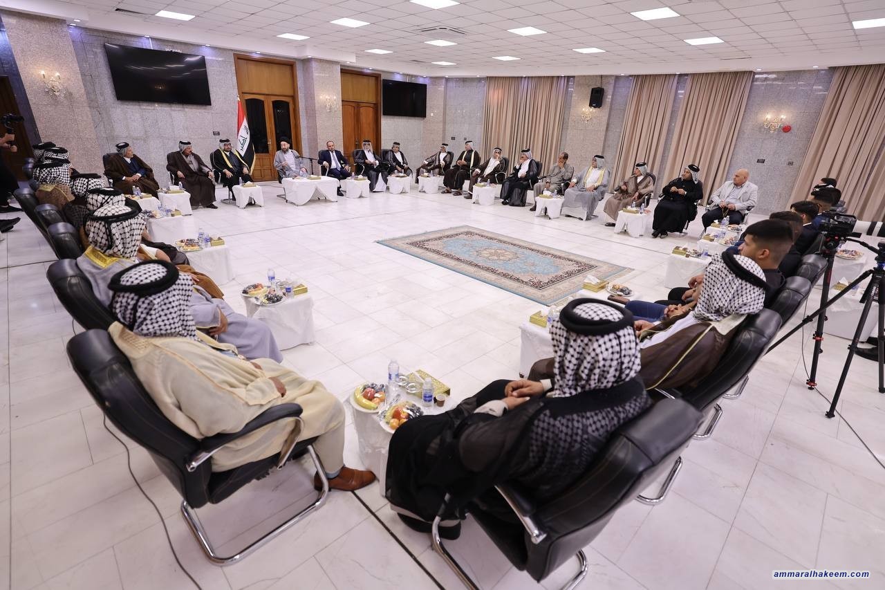 Sayyid Al-Hakeem Meets Al-Umairat Tribe Sheikhs and Dignitaries, Reaffirms Support for Marginalized Areas, Fair Representation