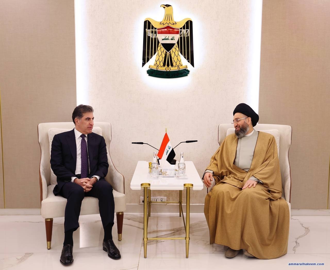 السيد الحكيم يستقبل رئيس إقليم كردستان ويبحث تطورات المشهد السياسي والعلاقات بين الحكومة الاتحادية وحكومة الإقليم