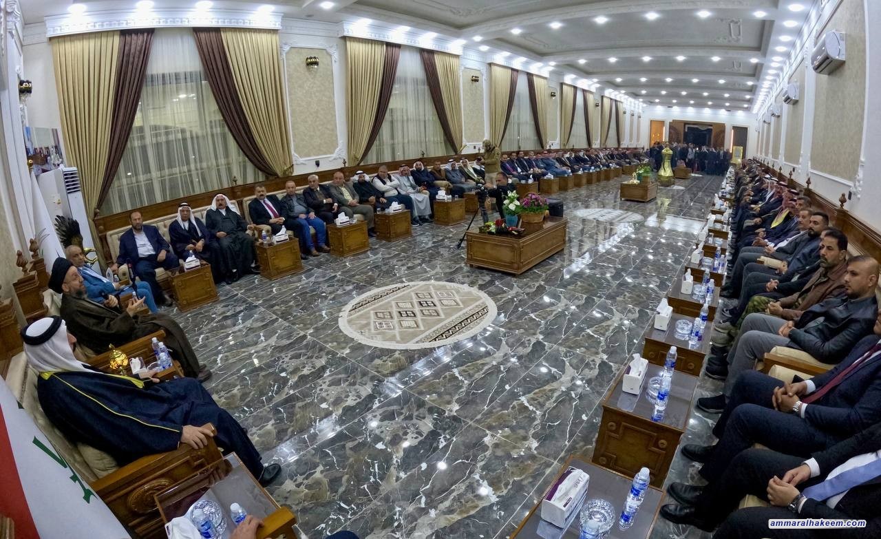 السيد الحكيم يلتقي شيوخ ووجهاء عشيرة المطاوحة في نينوى ويؤكد على أهمية الوحدة المجتمعية وإدارة التنوع