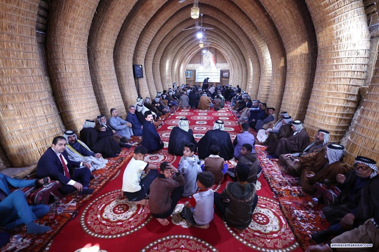 السيد الحكيم في لقاء مع شيوخ قضاء گَرمة بني سعيد: تعزيز التعاون لمواجهة التحديات الداخلية والخارجية