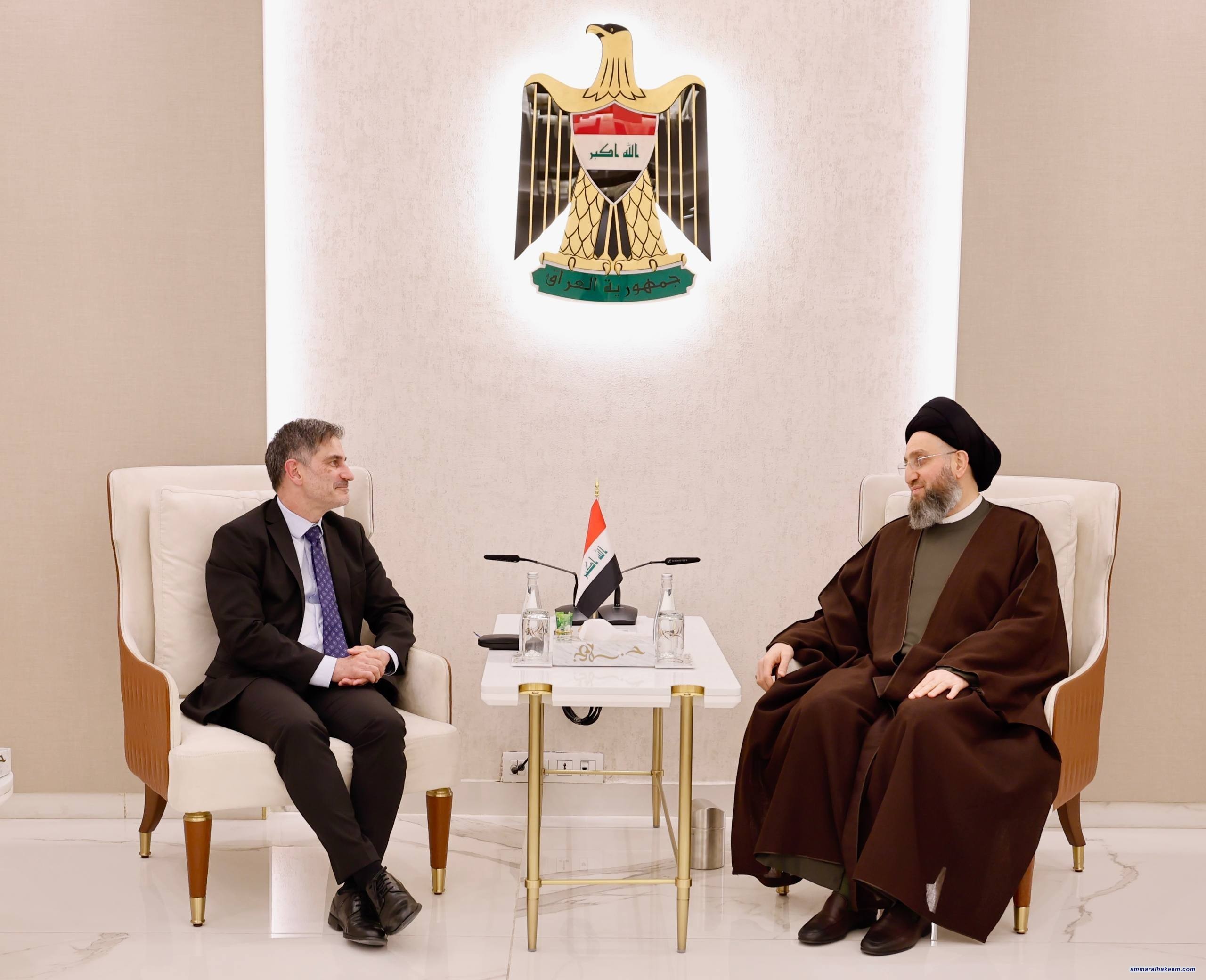 Sayyid Al-Hakeem Discusses Political Developments, Iraq’s Economic Challenges with EU Ambassador