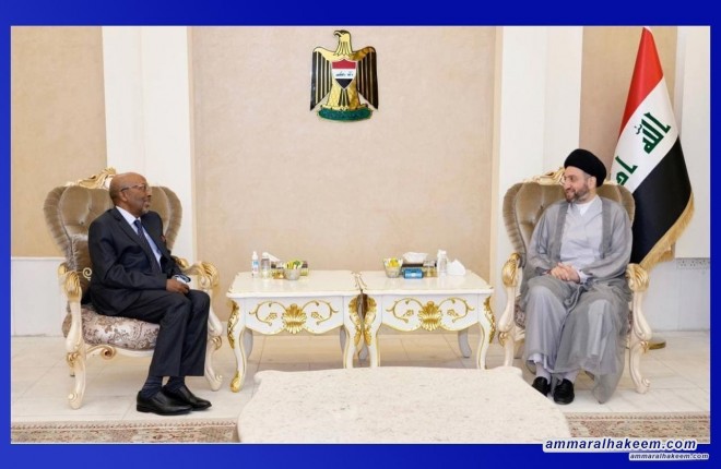 خاوةن مةقام عةممار حةكيم لة بةغداد ثيَشوازي لة بالَويَزي سودان كرد