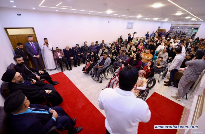 سەید حەكیم ئامادە بەربانگ لەگەڵ كۆمەڵەی خاوەن پێداویستی تایبەت لە بەغدا   دەكات و دەڵێت :