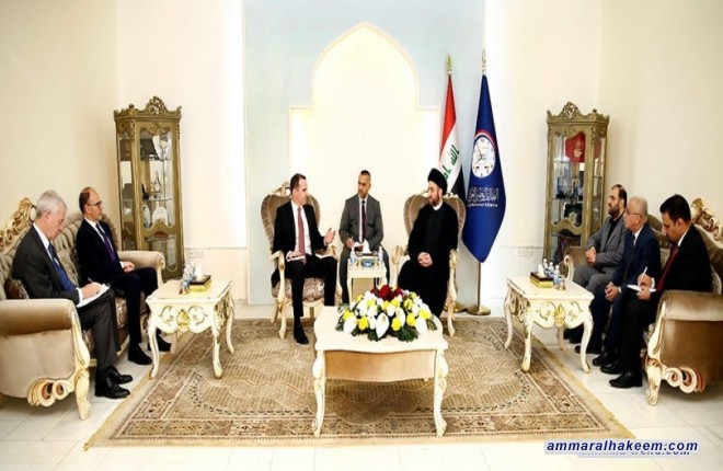 Sayyid Ammar al-Hakim with the envoy of the US President to the International Coalition against Daesh, Brett McGurk to discuss post-Daesh phase and challenges facing unity of Iraq